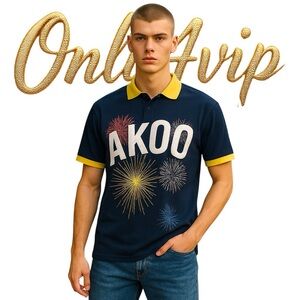 EUC Rare Find AKOO celebration polo shirt Sz M